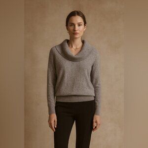 Bartolini Gray Wool Cashmere Blend Sweater Size L Italy Cowl Neck Pullover